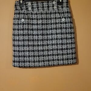 LOFT Monochrome Plaid Mini Skirt